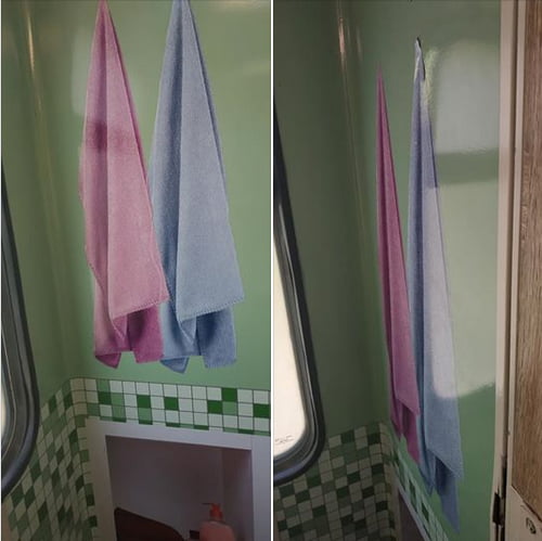 Towels at the toilets in the train