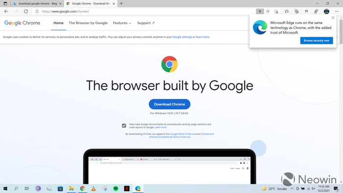 Microsoft Edge Is Trying To Stop People From Downloading Google Chrome ...