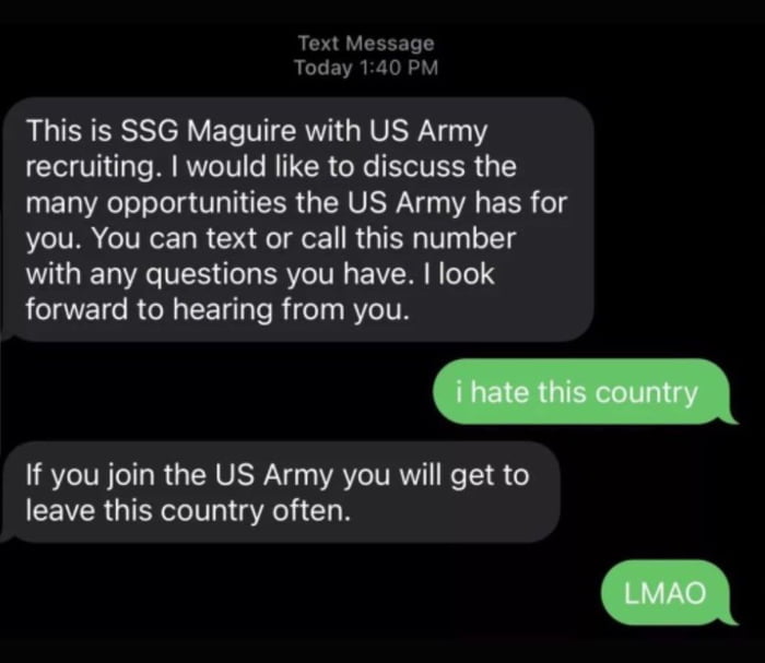 This army recruiter for the win.