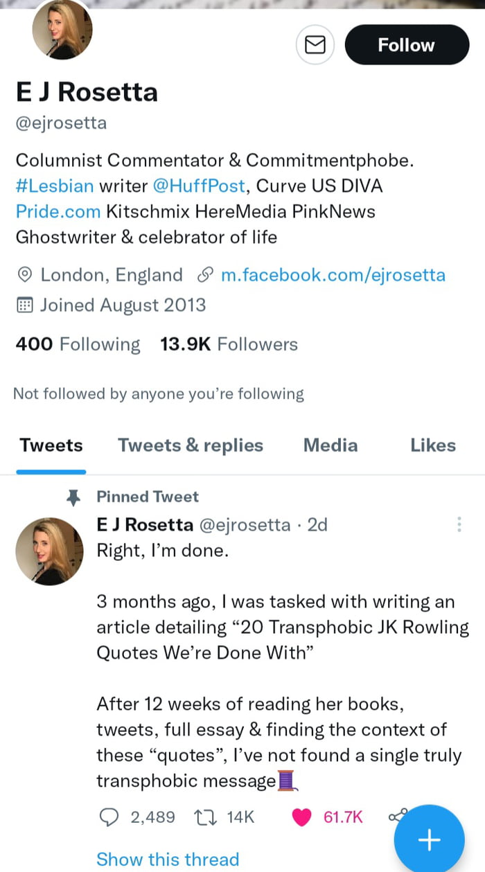 JK Rowling is finally starting to be vindicated by the very people who sought her blood, it's a good day.