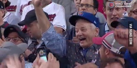 Bill Murray Celebrates Cubs WIn! - GIF - Imgur