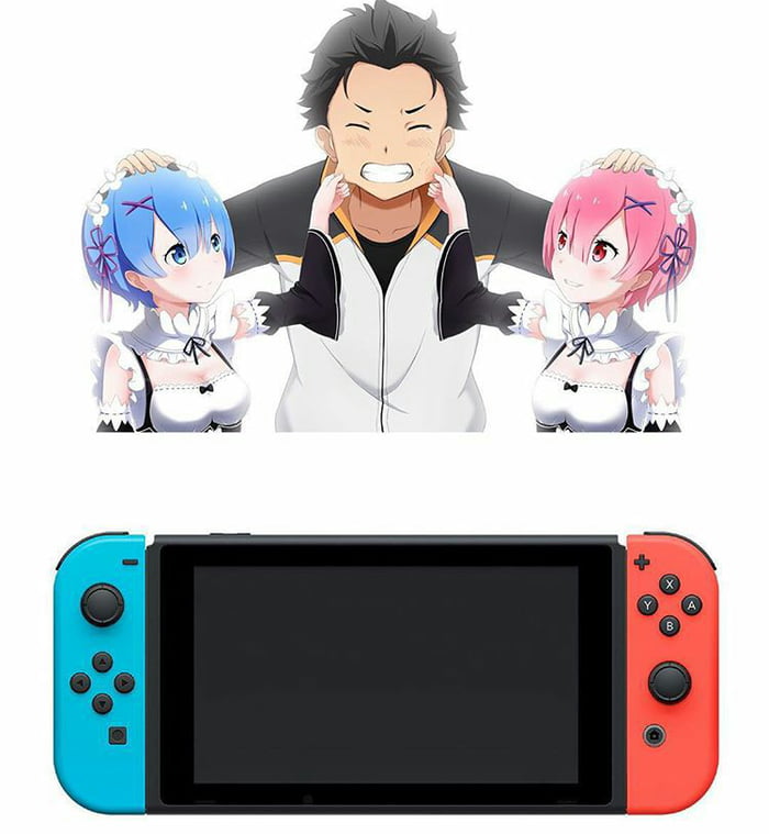 R. B. Any fanart yet of the Neon Joy-Con and Rem and Ram from Re:Zero? 