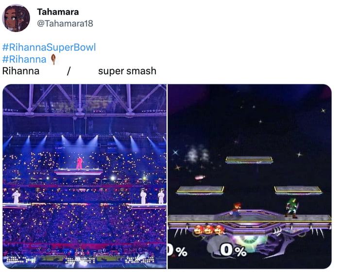 Rihanna's Super Bowl Halftime Show Prompts 'Super Smash Bros.' Memes - 9GAG