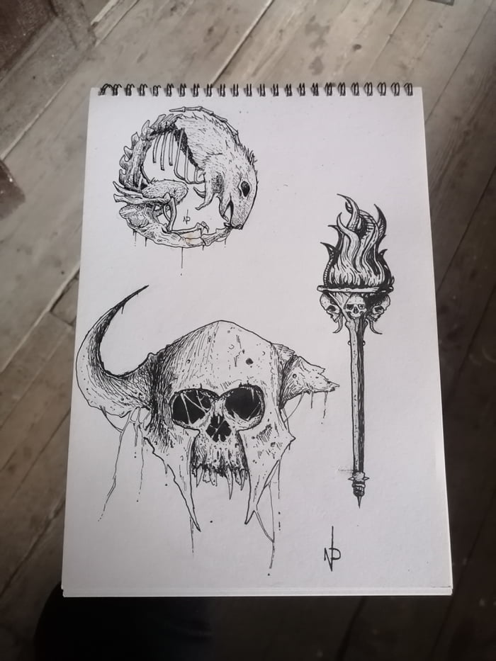 Some of my most recent sketches. I like skulls 💀 9GAG