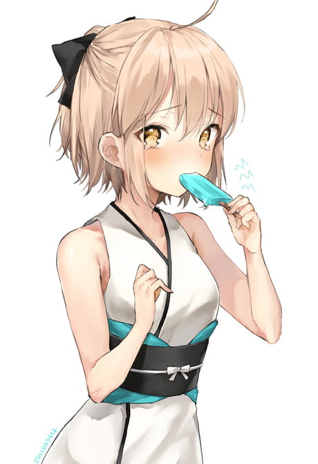 Anime Girl Eating Popsicle