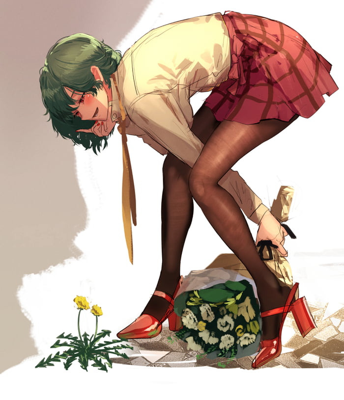 Anime Pantyhose Legs Kazami Yuuka Touhou Admires More Flowers Artist Kikimifukuri Gag