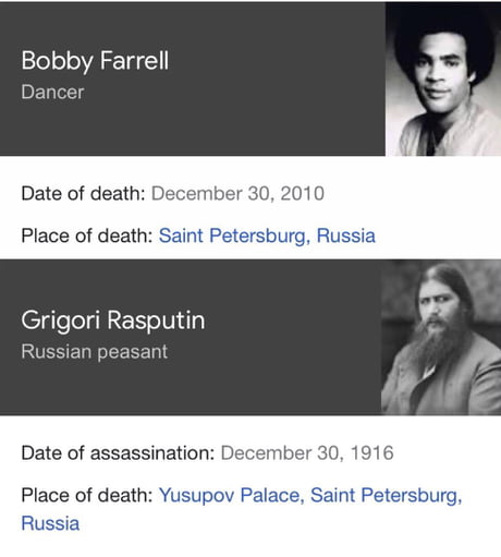 Bobby Farrell From The Band Boney M Died On The Same Date And The Same Place As Grigori Rasputin Who The Band Made One Of Their Most Famous Songs About 9gag