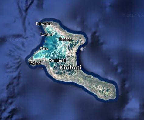 Kiribati the island where u can travel from poland to paris to london ...