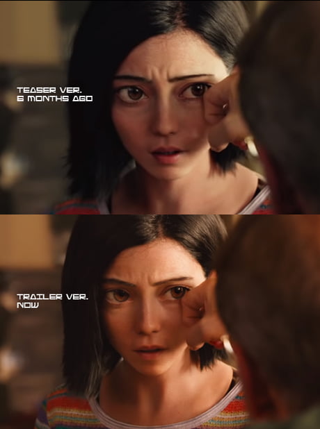Alita Battle Angel eyes then and now. Subtle changes actually make a huge  difference. - 9GAG