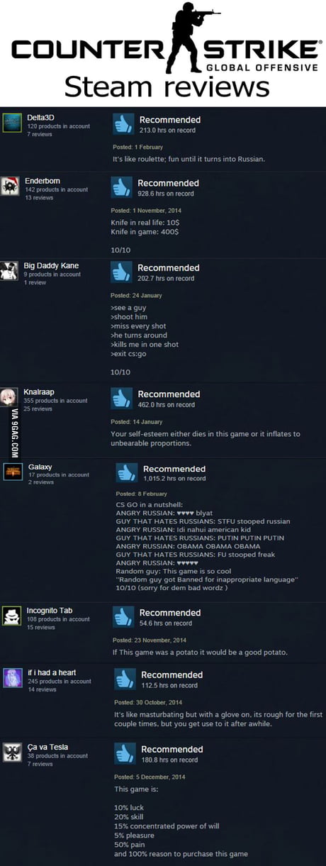 This review on the front page of steam - 9GAG