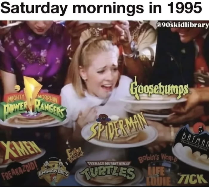 This is exactly how Saturday mornings felt in the 90s, pure overload of awesome cartoons