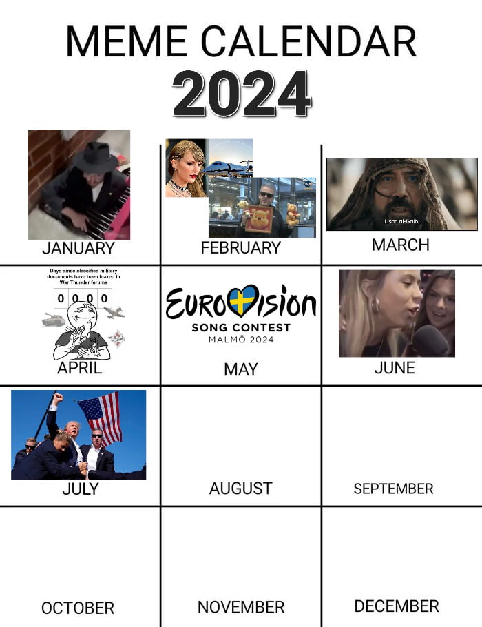 Meme calendar 2024 9GAG