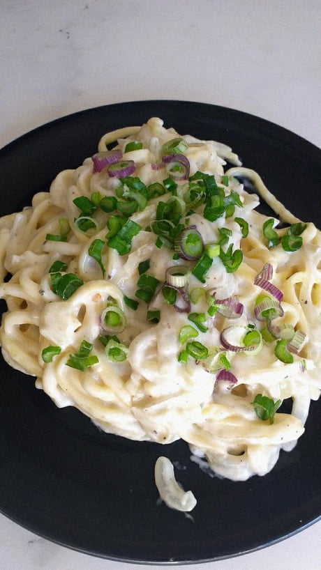 Pasta With Almond Milk Cream Cheese And Fresh Green Onions 9gag