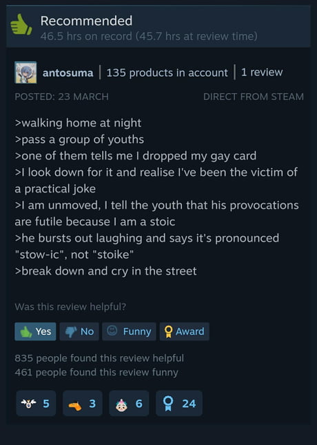 This review on the front page of steam - 9GAG