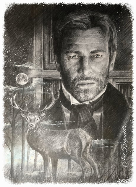 Arthur Morgan Portrait, pencil- age 23 by GabbityGabby on DeviantArt