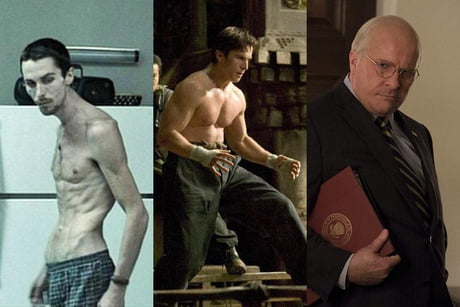 Exercise radius Reflection Christian Bale's physical transformation for The Machinist, Batman Begins  and Vice. - 9GAG