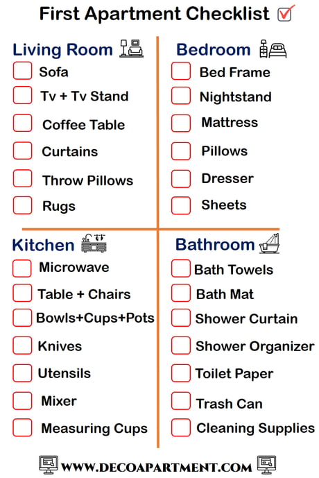The BEST First Apartment Checklist: Everything You Need For Your First  Apartment 