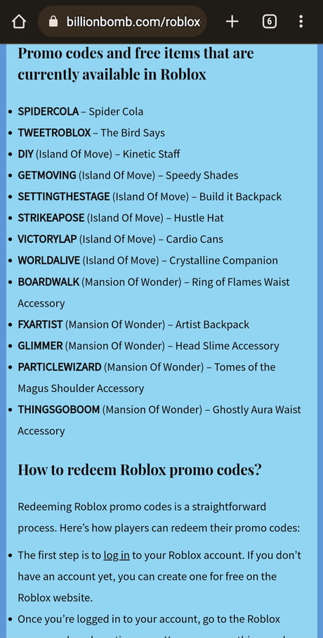 Roblox promo codes – Get free items 2023 - 9GAG