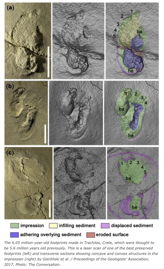 6 Million Year Old Footprints Found In 2017 On The Island Of Crete In ...