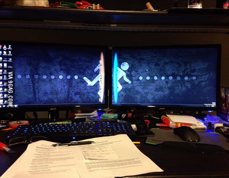 When you have a dual monitor setup, best wallpaper ever - 9GAG