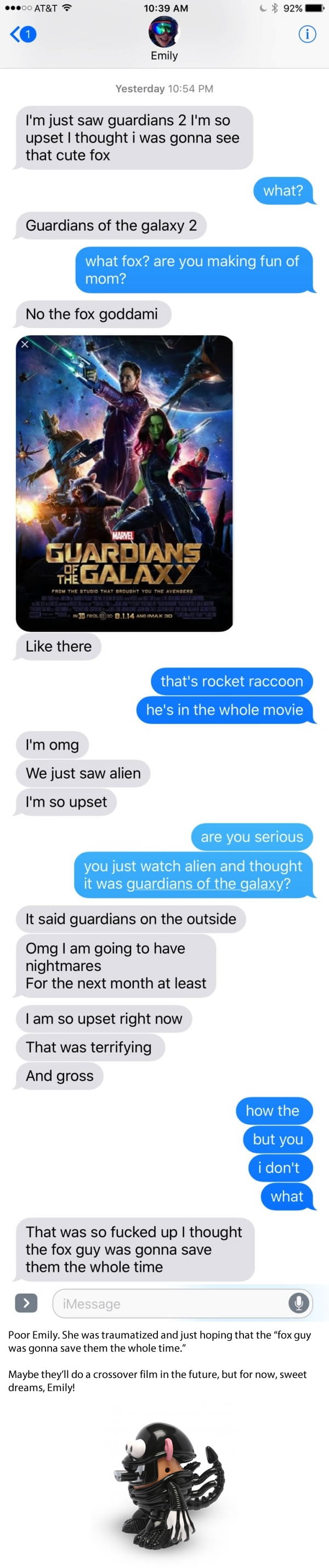 Girl Has the Worst ‘Guardians of the Galaxy Vol. 2’ Experience You Can Imagine