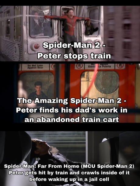 The second movie in every Spider Man franchise has a scene