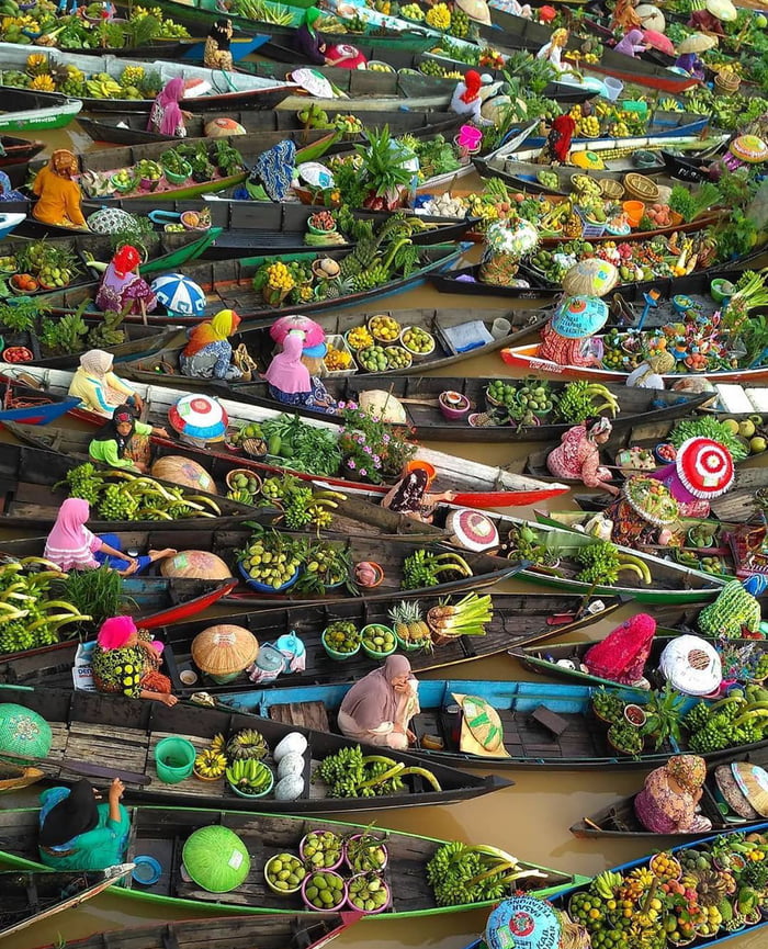 This beautifully colorful floating market.