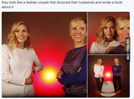 Scarlett Johansson Lesbian Porn - Elizabeth Olsen and Scarlett Johansson looking like a lesbian couple. - 9GAG