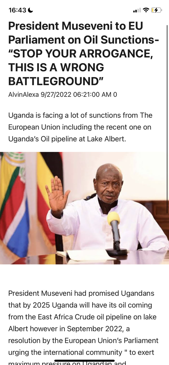 President of Uganda Museveni to the young girls and boys in EU ...