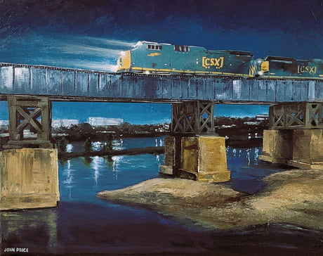 Oil Painting of the CSX Train in Richmond Virginia 9GAG