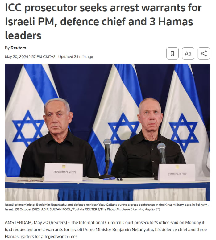 International Arrest Warrants For Hamas Leaders And Israel PM - 9GAG