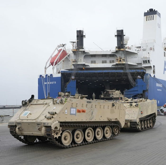 300 US vehicles arrived in my home town in Denmark. To be transferred to Eastern Europe for "training exercises".