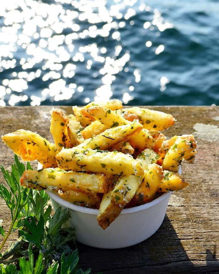 Triple cooked parmesan fries with sea salt and wild garlic 9GAG