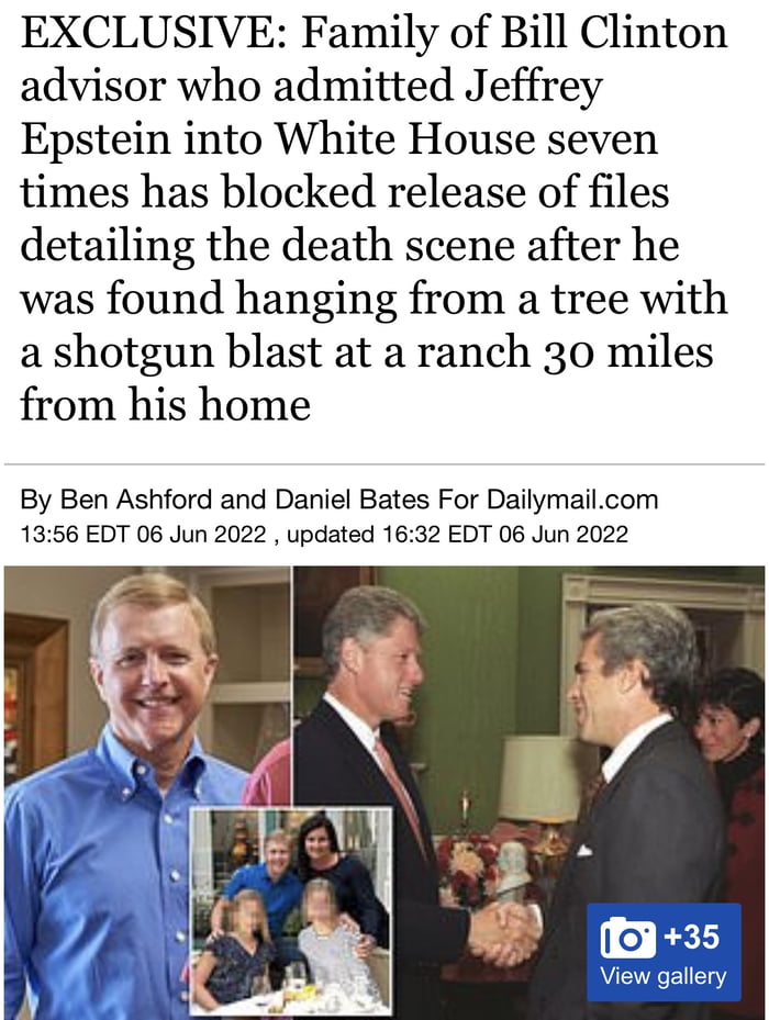 Suicide by hanging AND shotgun. Another Epstein associate “suicide”