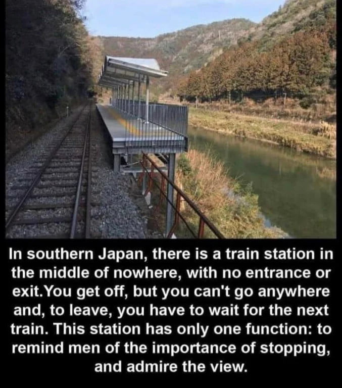 Train station in the middle of nowhere for men in Japan.
