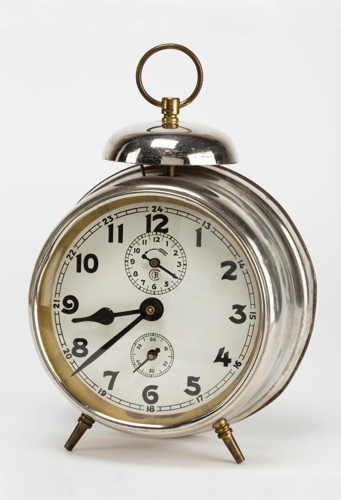 "Baby" alarm clock (c. 1925), manufactured by Badische Uhrenfabrik