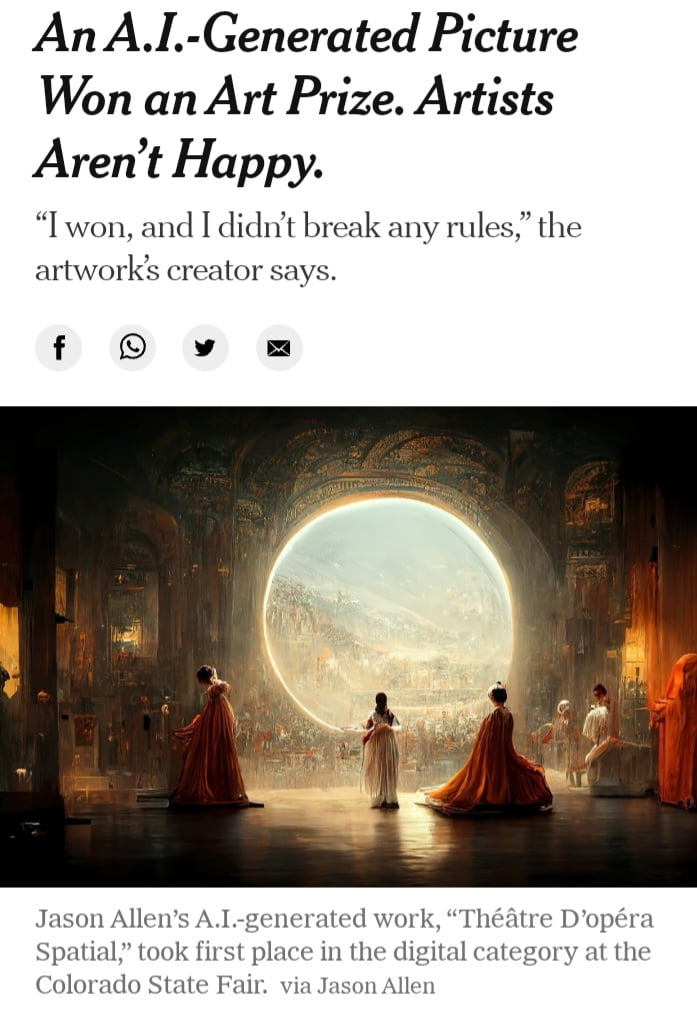 AI wins artists in art contest. 9GAG