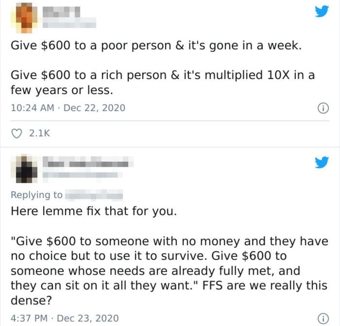 Poor people don't deserve to have money?!