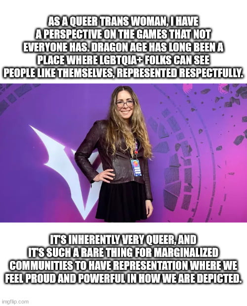 I am not shitting you. That is what the director Corinne Busche said about Dragon Age Veilguard