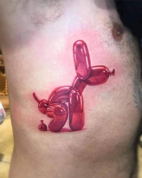 Golden Balloon Dog made by me Pony Lawson at my shop Mayday Tattoo Co in  Chicago  rtattoo