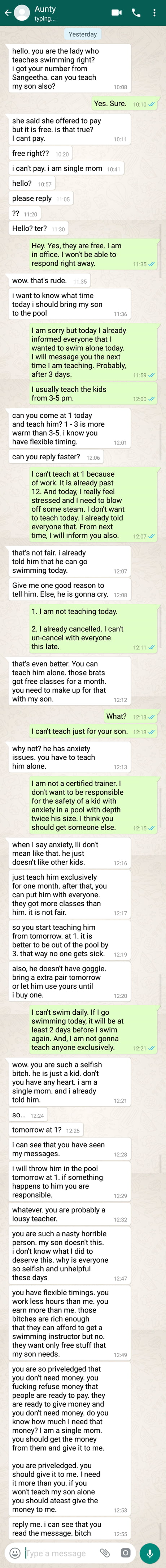 Woman Who Gives Free Swimming Lessons To Kids Shares Frustrating Text From Entitled Mom 9gag