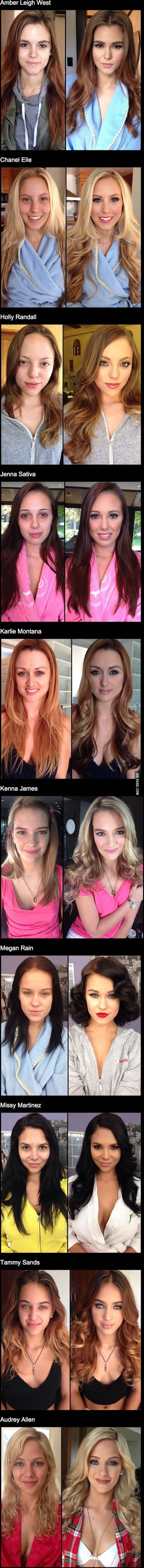 460px x 4995px - Porn Stars Before and After Makeup - 9GAG