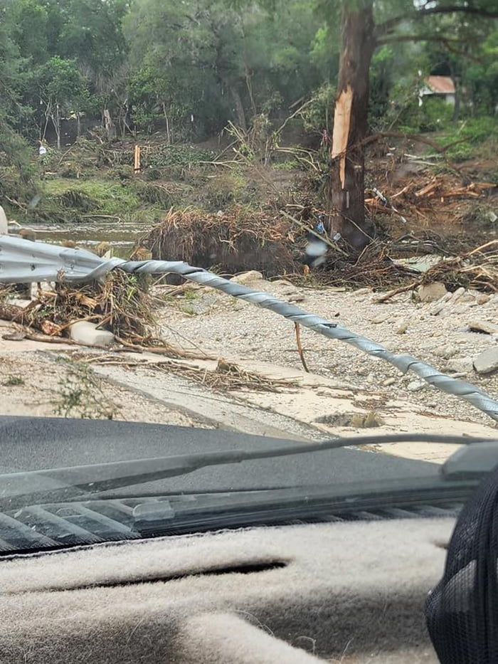 Some people don’t understand how powerful the recent wall of flood water was in Texas - this is a guardrail