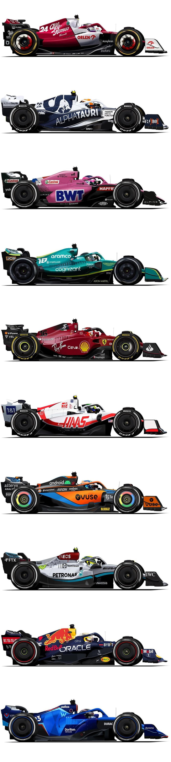 F1 2022 Cars (early season). Illustrated by: IG @k_oizou - 9GAG