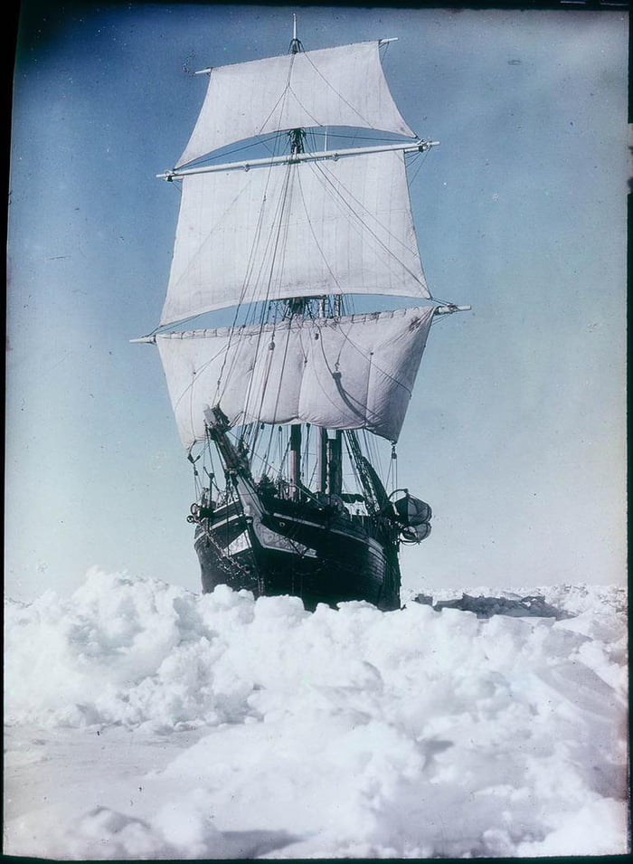 This is a photo of Sir Ernest Shackleton’s ship “The Endurance” under