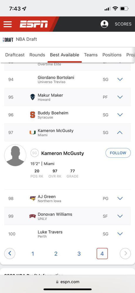 Kam McGushy should really be getting more draft consideration at this height 😳