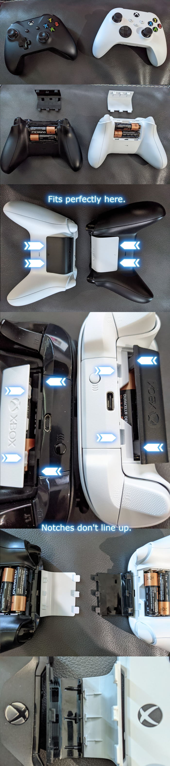 Same battery cover design, but let's make them anyway. Old Microsoft Xbox One