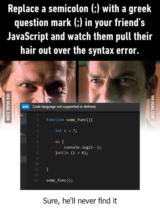 Its a hell to get it into the code, every greek question mark you copy ...