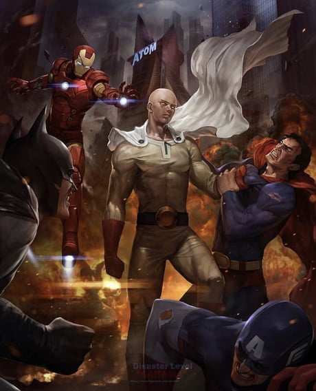Iron man , Batman,captain America and superman vs saitama ONEPUNCH MAN -  9GAG