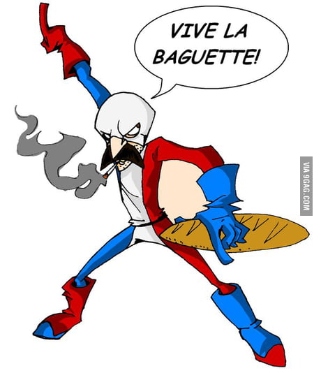 With all the superhero posts, I had to present to youCapitaine Baguette  ! ( The second french superhero ) - 9GAG